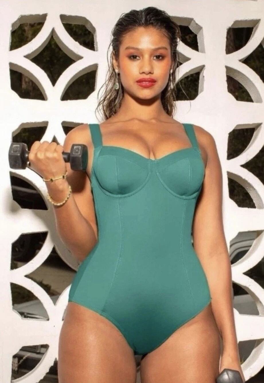 NWT TA3 Lifty Lace-Up Corset One Piece Swimsuit •4X Reg D/DD• Emerald Green $188
